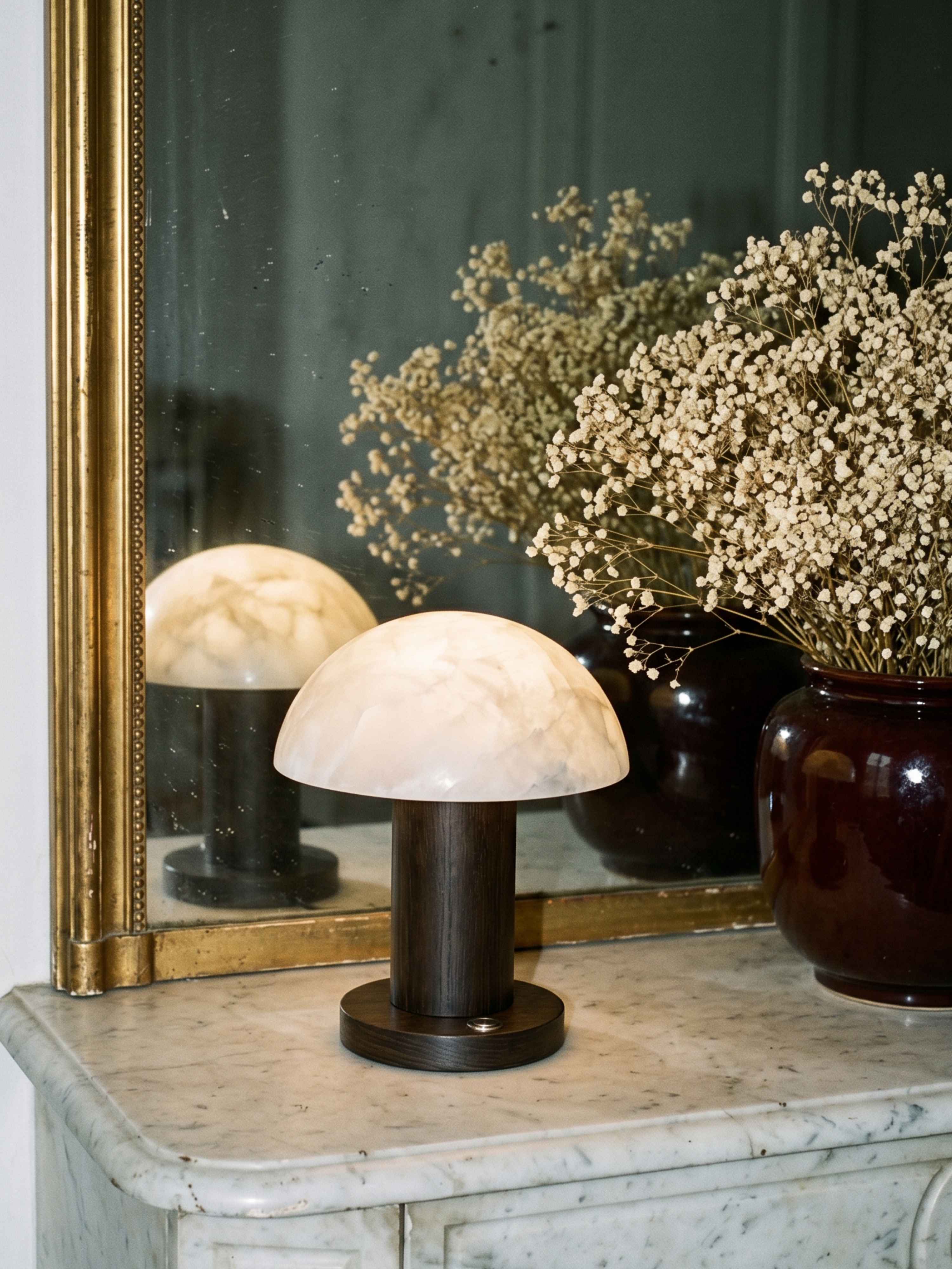The Portable Alto Lamp | Alabaster & Dark Wood