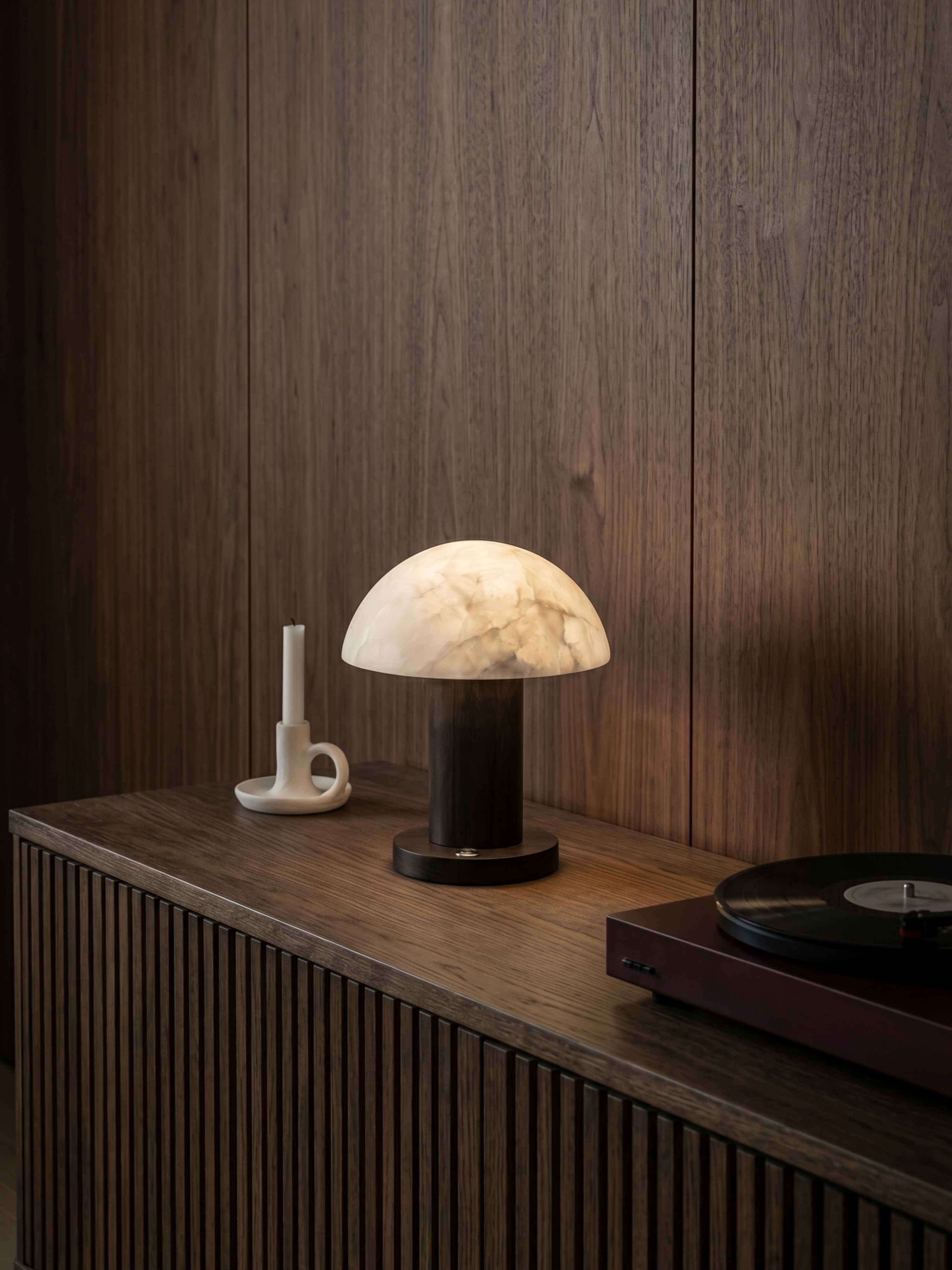 The Portable Alto Lamp | Alabaster & Dark Wood