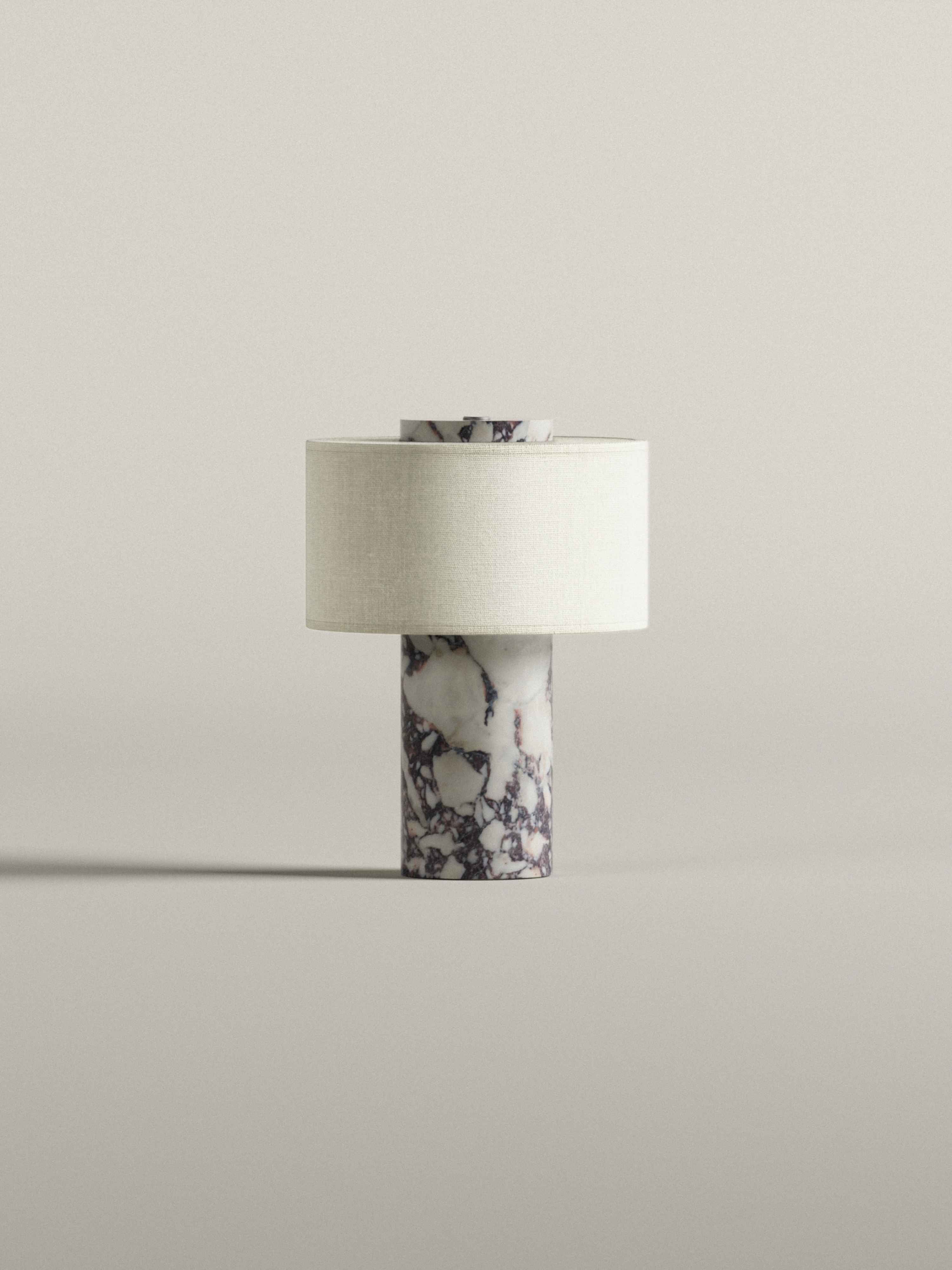 Auríe Portable Table Lamp - Linen & Calacatta Viola Marble