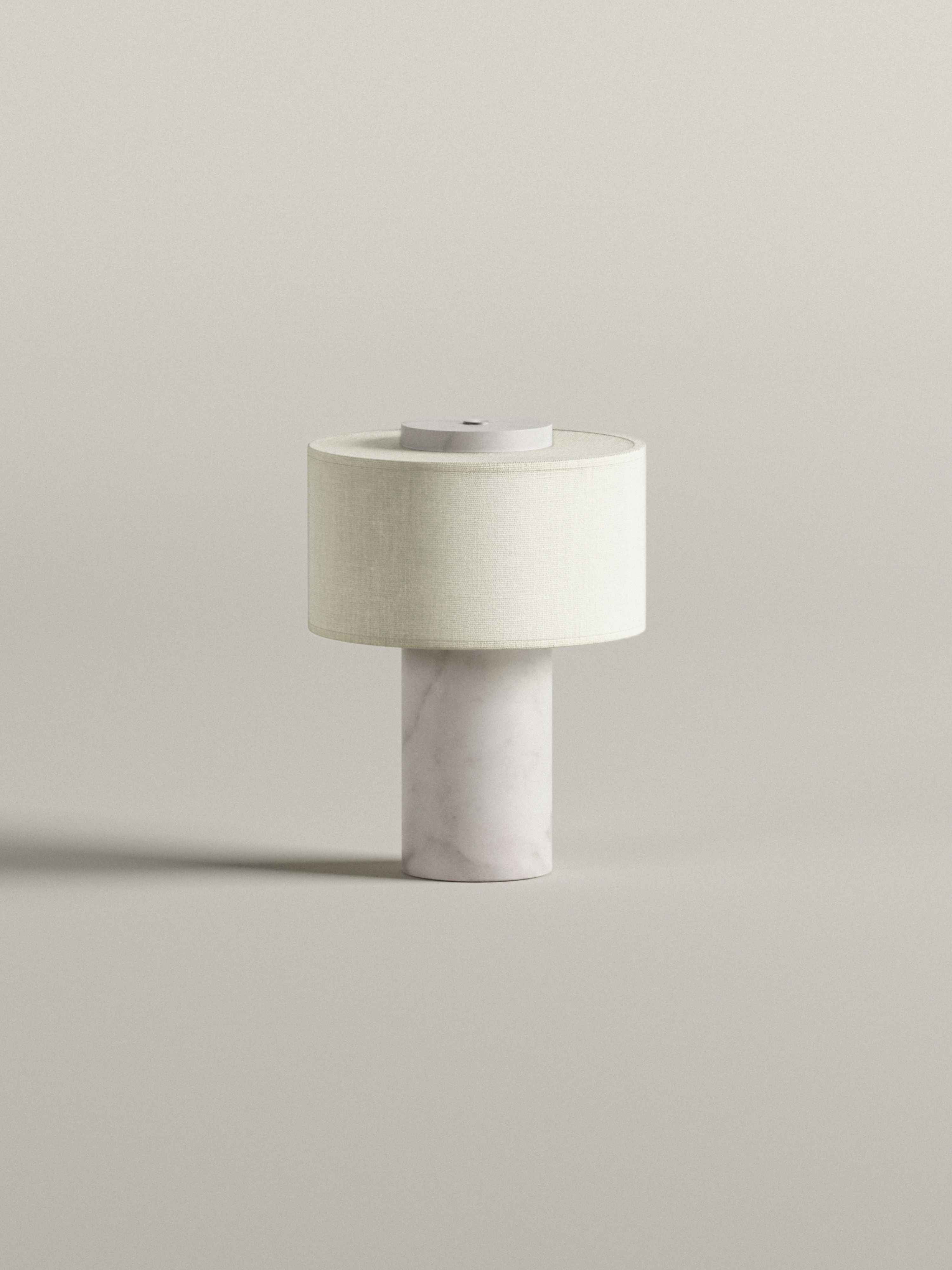 Auríe Portable Table Lamp - Linen & White Marble