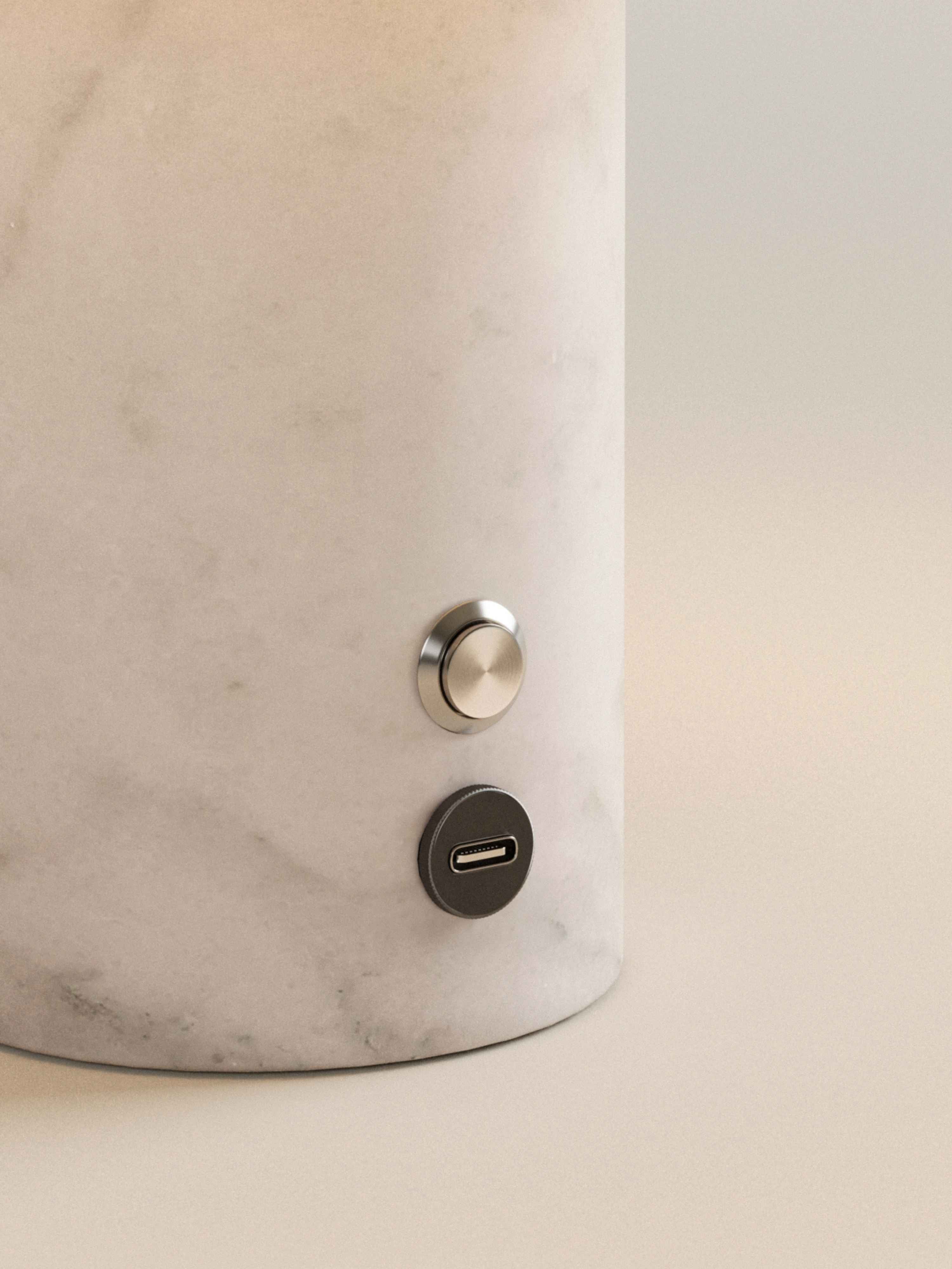 Auríe Portable Table Lamp - Linen & White Marble