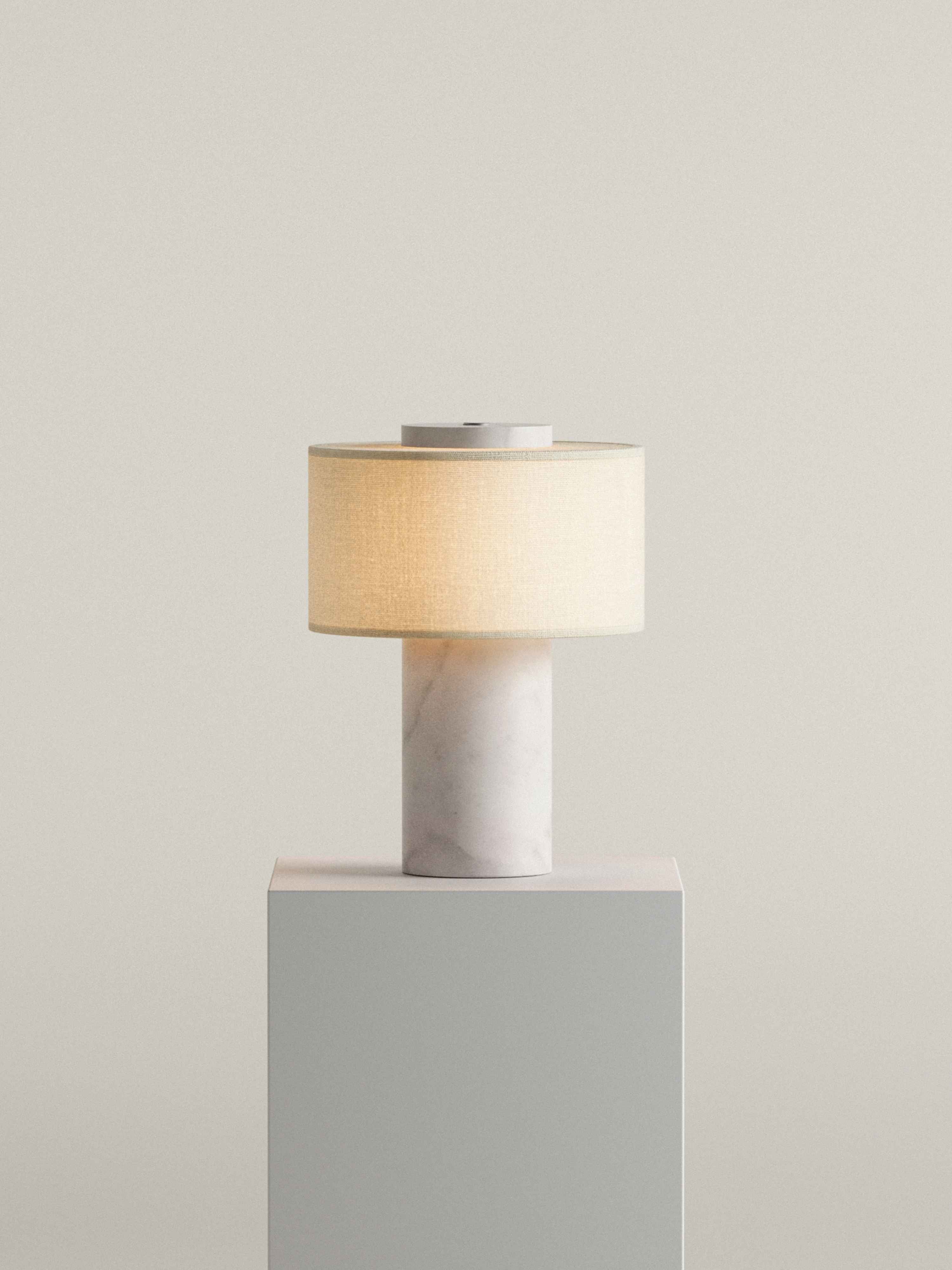 Auríe Portable Table Lamp - Linen & White Marble