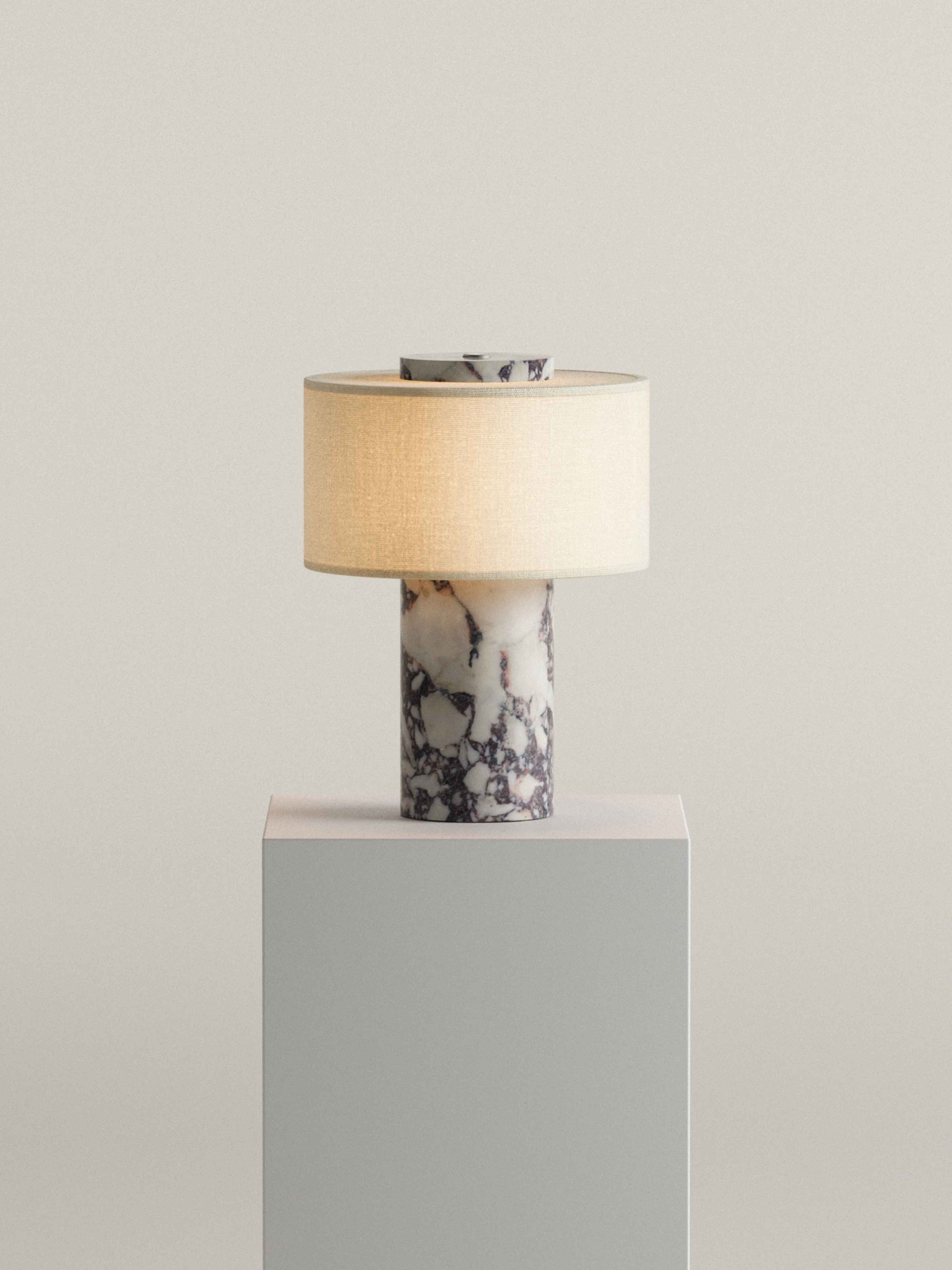 Auríe Portable Table Lamp - Linen & Calacatta Viola Marble