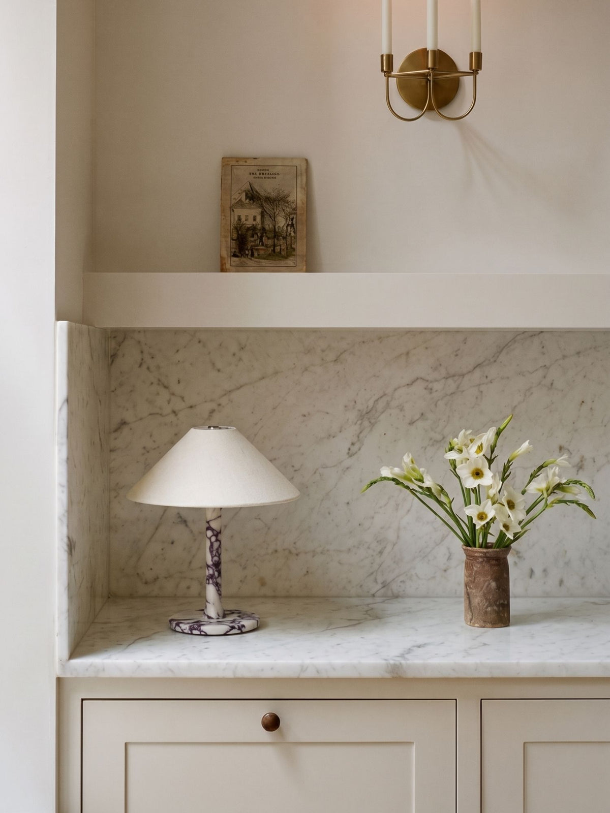 The Original - Portable Rossa Lamp | Calacatta Viola & Linen