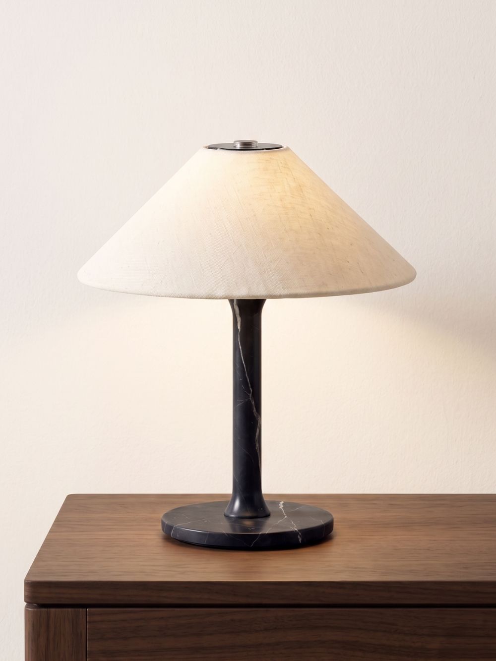 The Rossa Portable Lamp | Black Marble & Linen