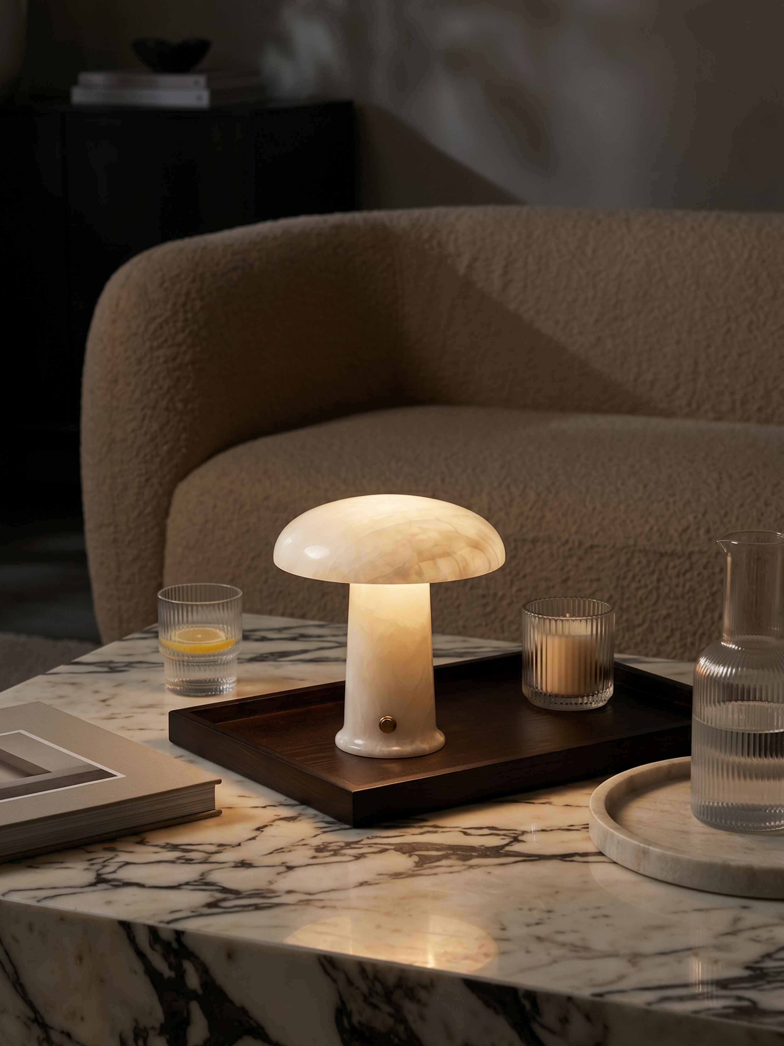 Cera Mini Portable Lamp | Alabaster