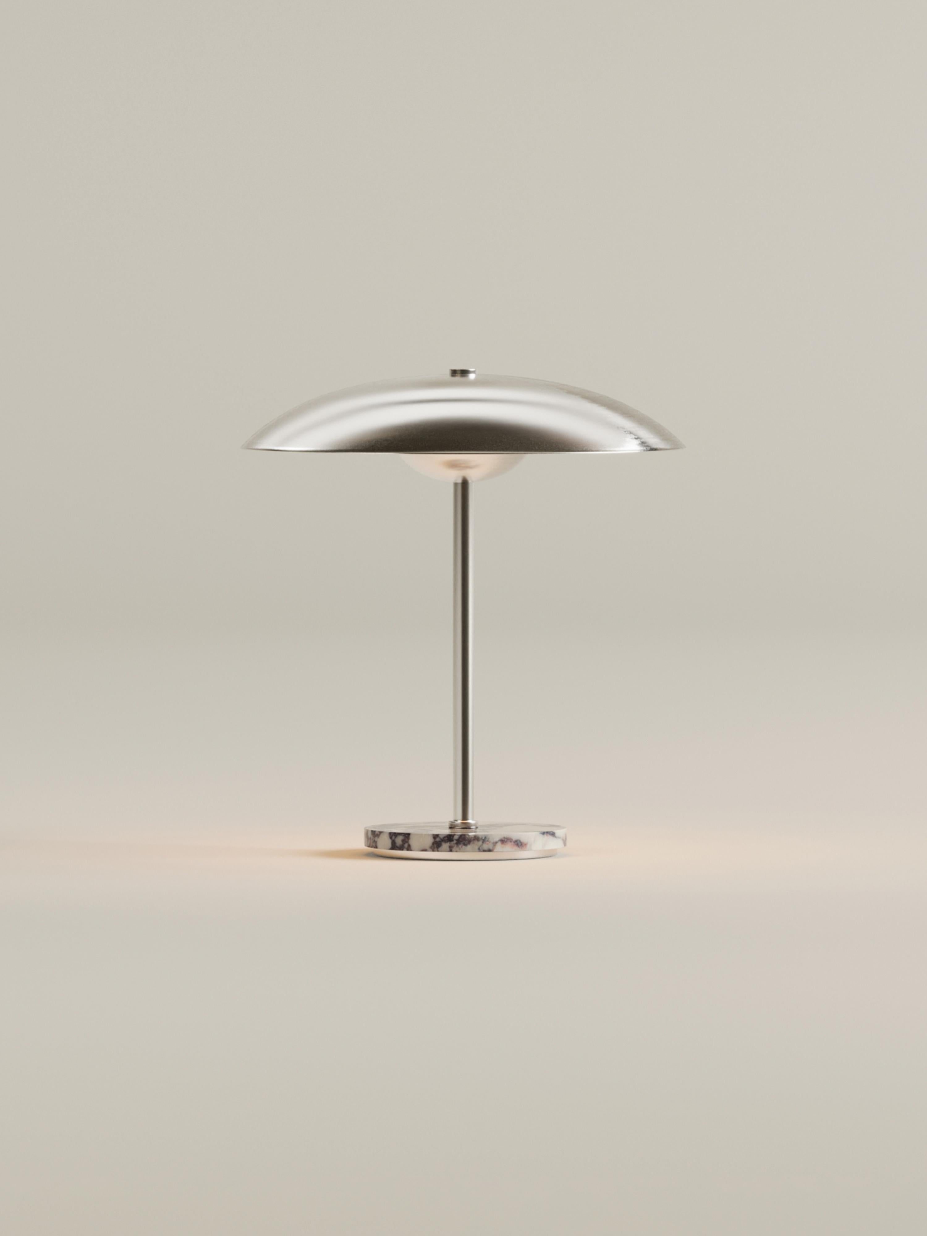 Aethém Lamp Portable | Chrome & Calacatta Viola