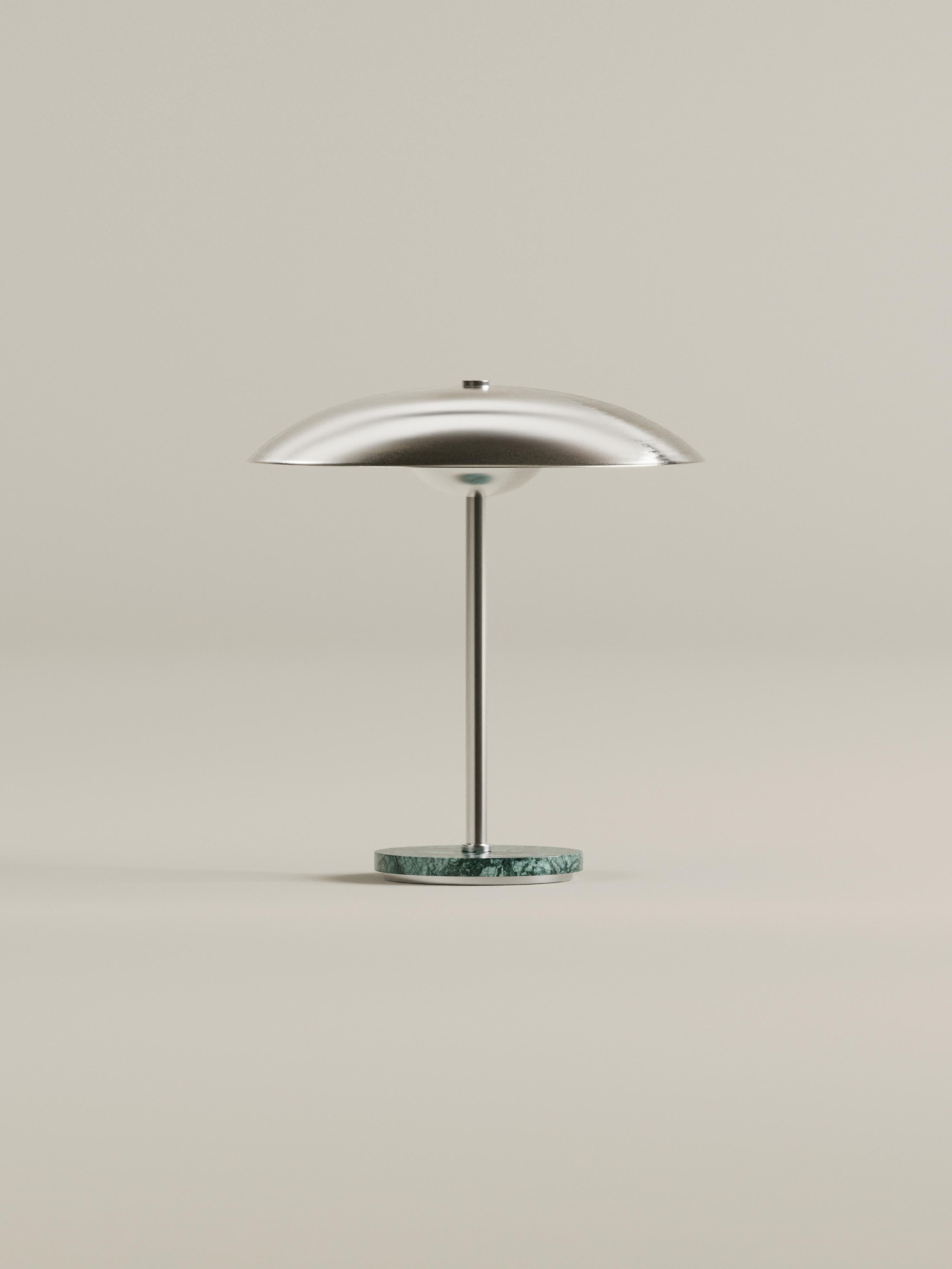 Aethém Portable Lamp | Chrome & Verde Guatemala Marble
