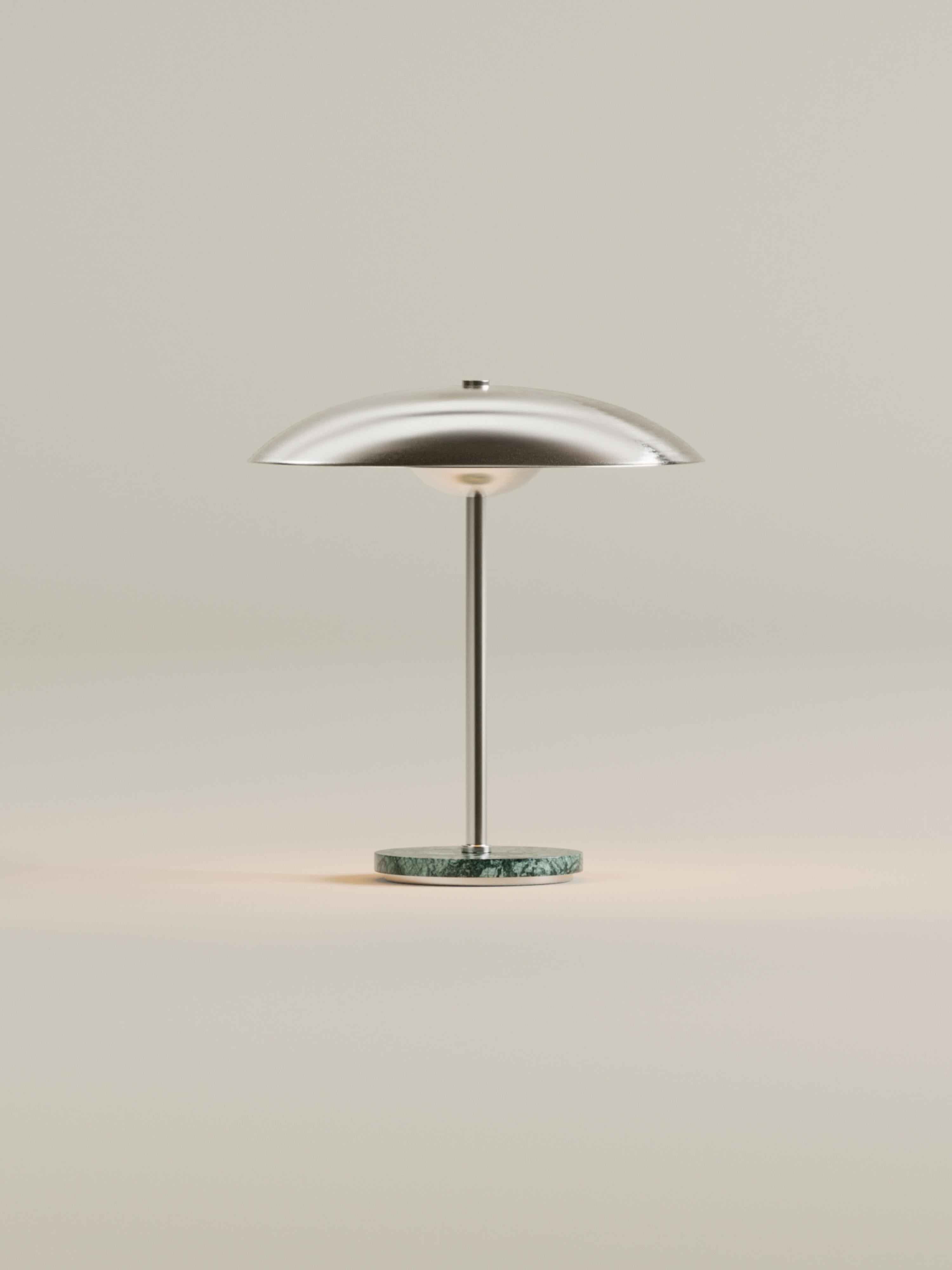 Aethém Portable Lamp | Chrome & Verde Guatemala Marble
