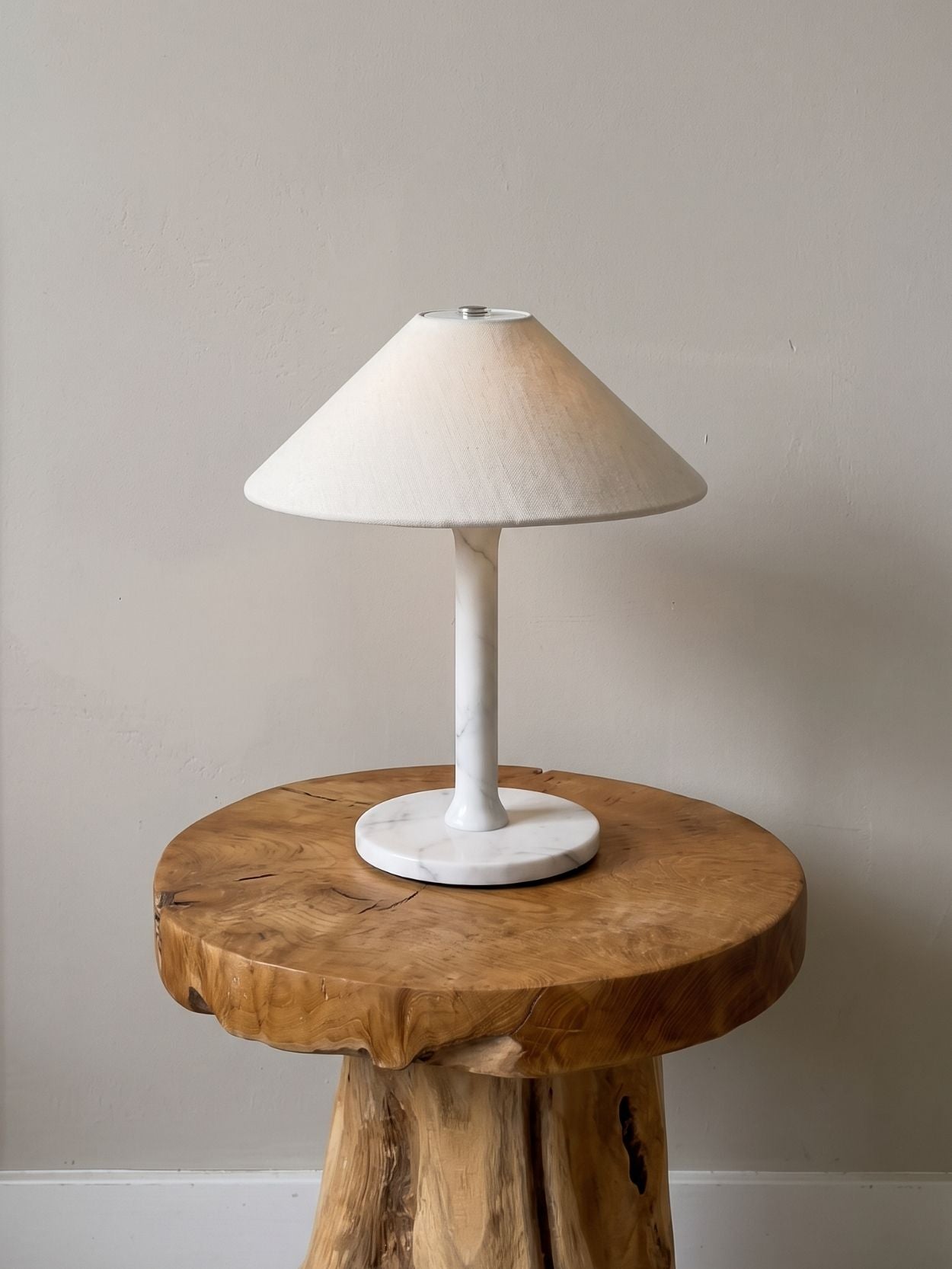 The Rossa Portable Lamp | White Marble & Linen