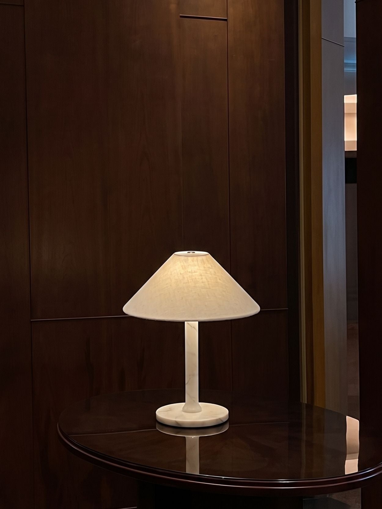 The Rossa Portable Lamp | White Marble & Linen