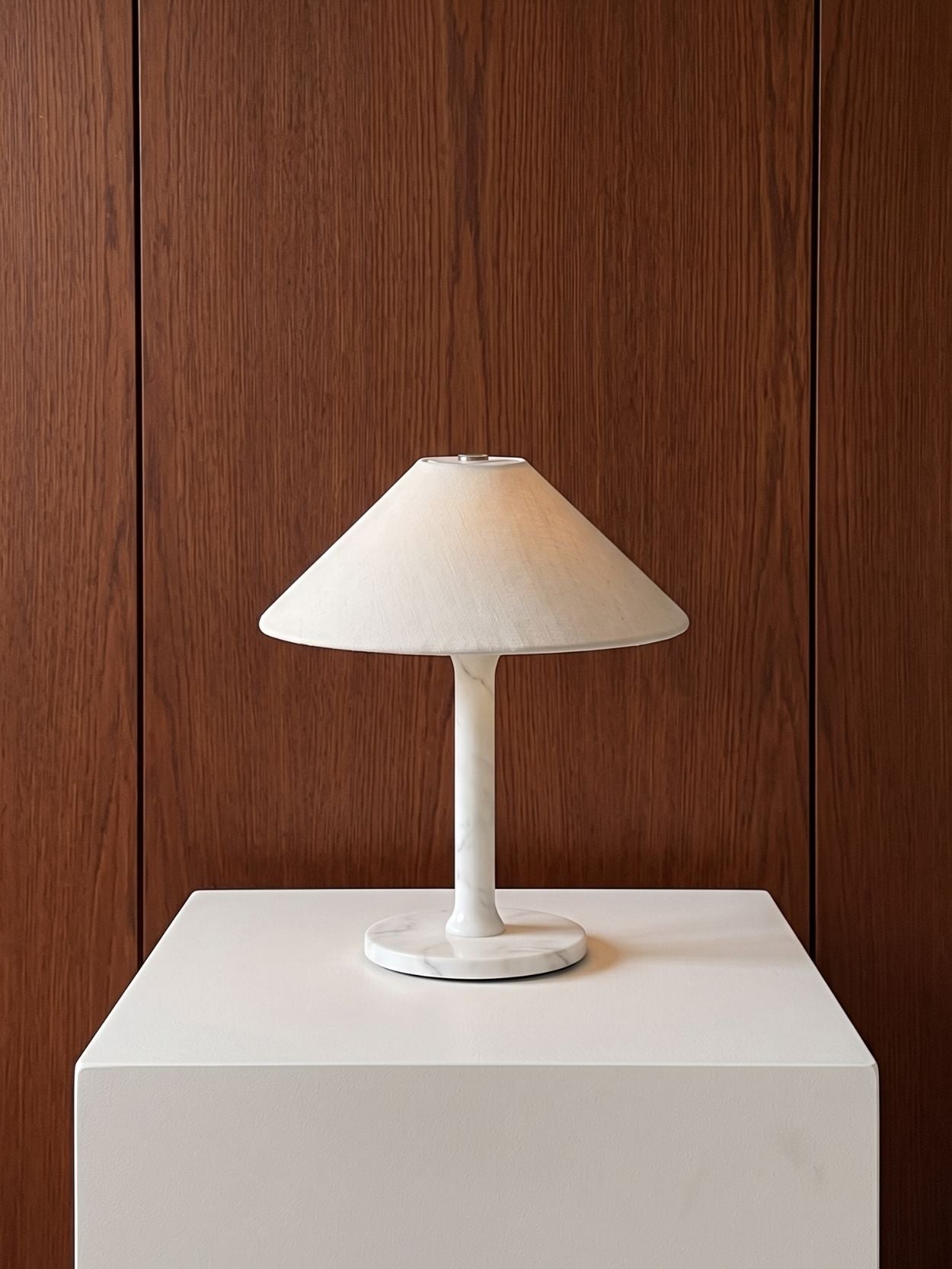 The Rossa Portable Lamp | White Marble & Linen