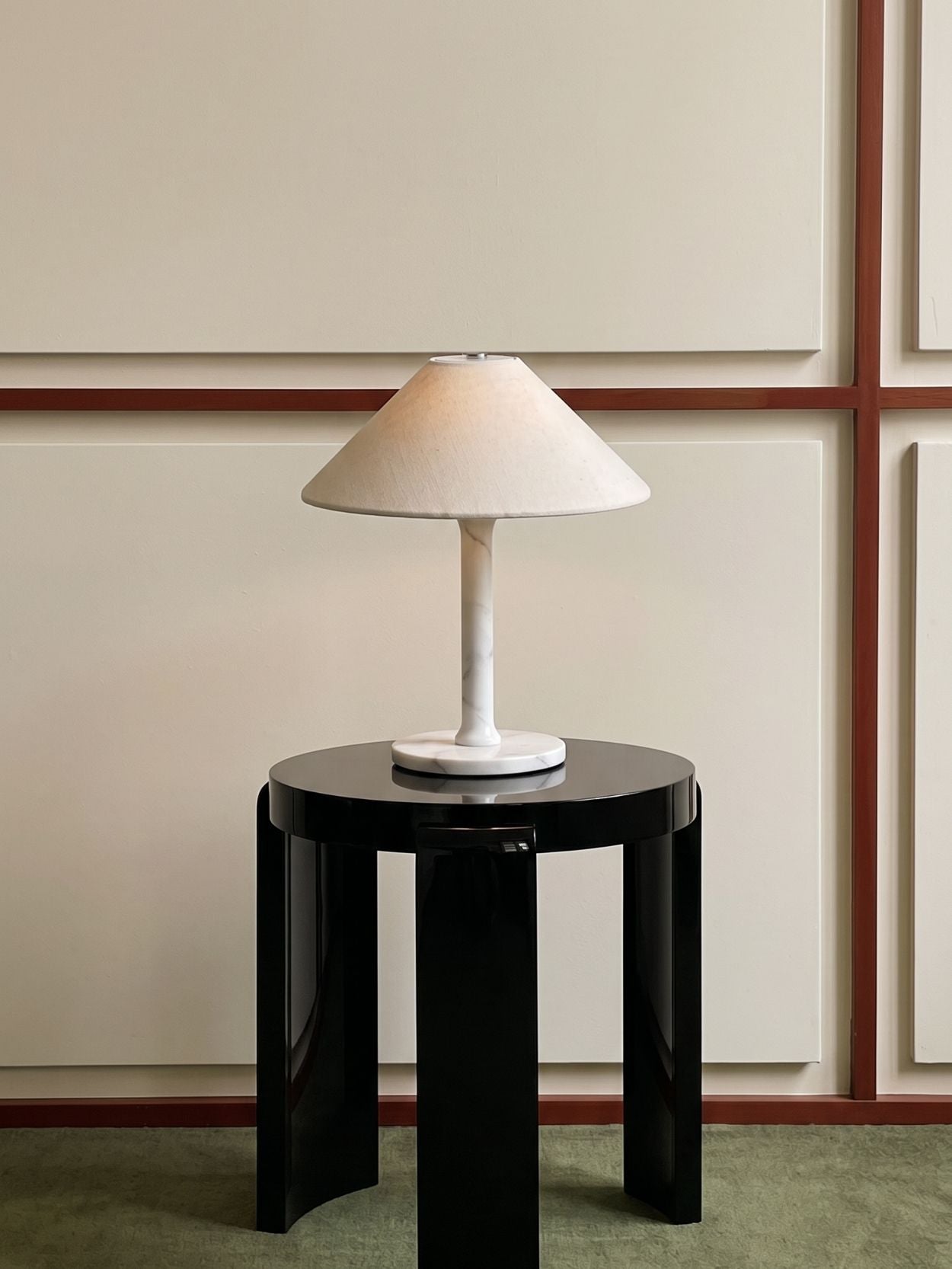 The Rossa Portable Lamp | White Marble & Linen