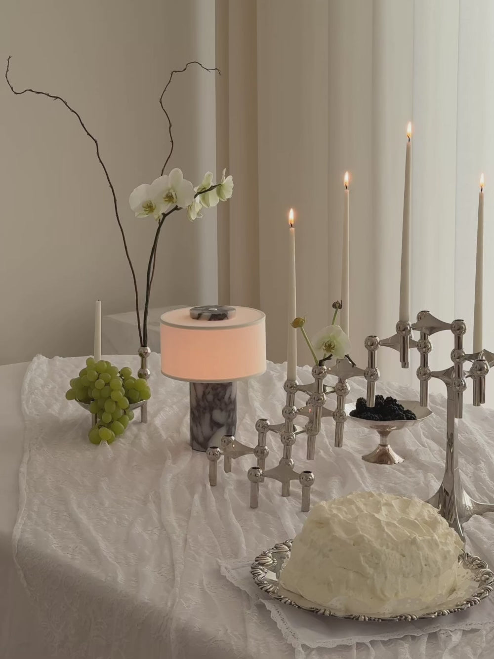 Auríe Portable Lamp | Calacatta viola marble & Linen - Blossholm