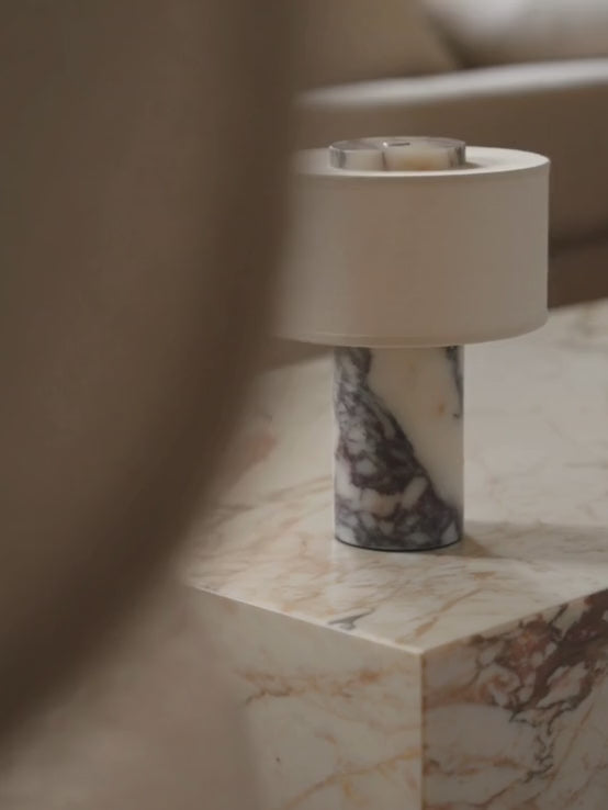 Auríe Portable Table Lamp - Linen & Calacatta Viola Marble