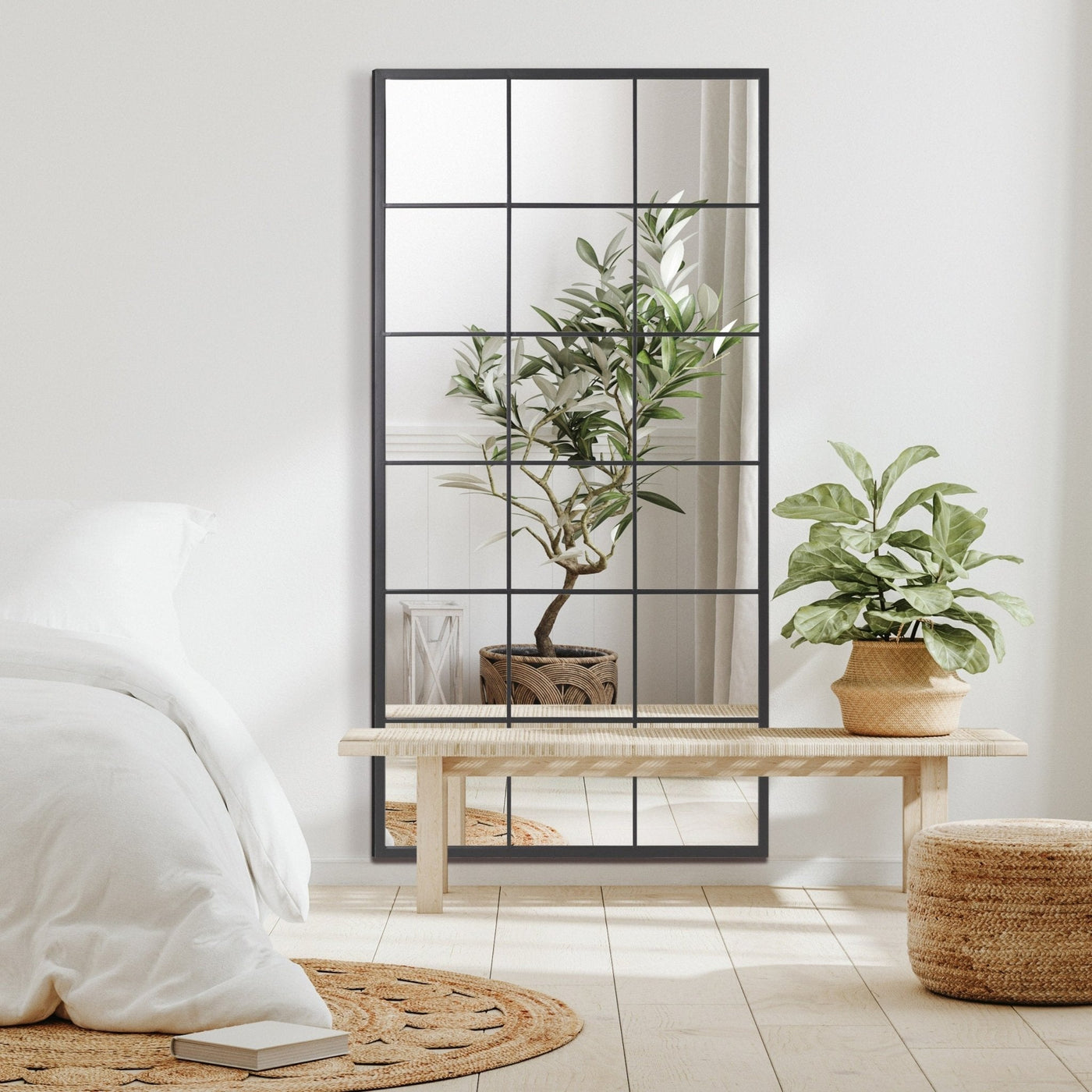 Grid Mirror No.4 » New York mirror with iron frame 200 × 100 cm